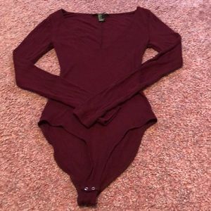 long sleeve maroon bodysuit